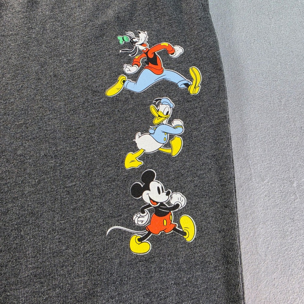 Disney Mickey Mouse Donald Goofy Gray Jogger Sweatpants Mens Large Pockets - Picture 4 of 8
